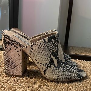 Steve Madden Snake Skin Heeled Mules